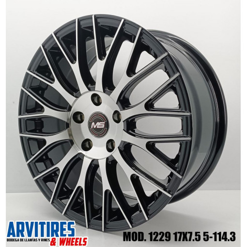 RIN 17X7 5 5-114 3 BLACK MACHINE FACE MOD 1229
