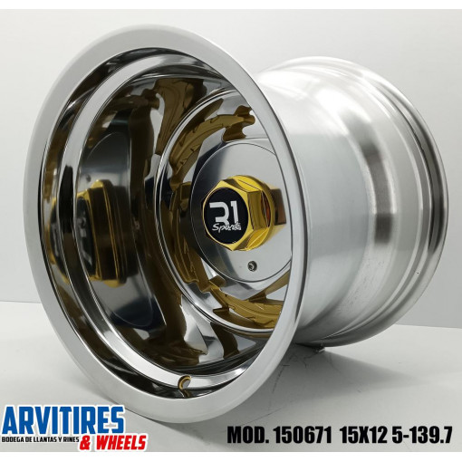 RIN 15X12 5-139 CROMADO WITH GOLD CENTER MD 150671
