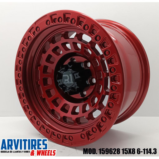 RIN 15X8 6-114 R1 CANDY RED CHRM RIVETS MD 159628