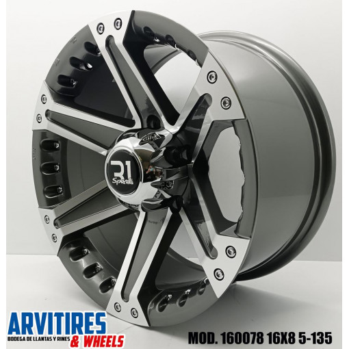 RIN 16X8 5-135 GUNMETAL MACHINE FACE MOD 160078