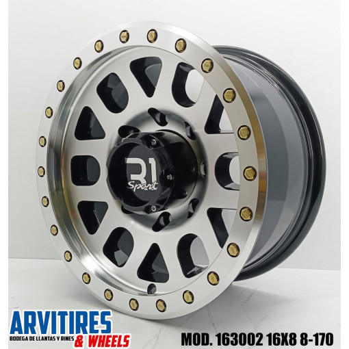 RIN 16X8 8-170 BLACK MACHINE MOD 163002 R1SPORT