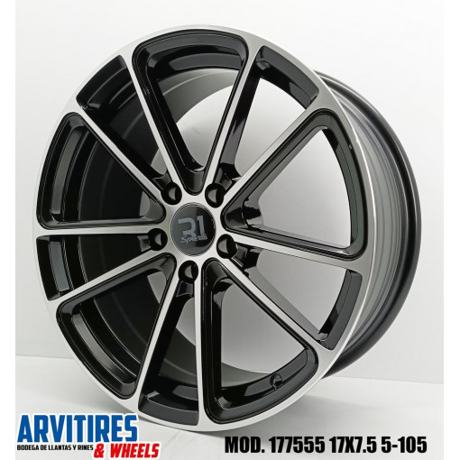 RIN 17X7 5 5-105R1 BLACK MACHINE FACE MOD 177555