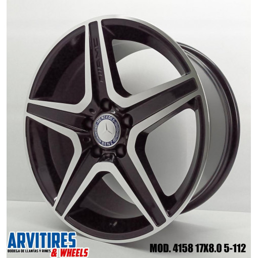 RIN 17X8 5-112 BLACK  MACHINE FACE MOD 4158