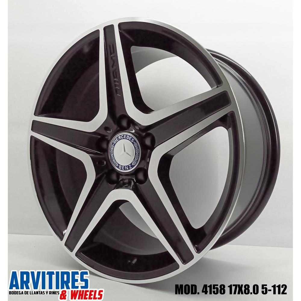 RIN 17X8 5-112 BLACK  MACHINE FACE MOD 4158