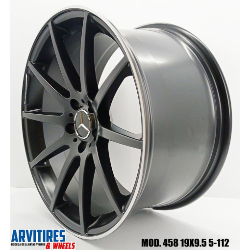 RIN 19X9 5 5-112 SATIN BLACK MACHINE LIP MOD 458R