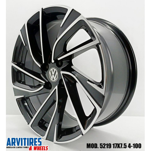 RIN 17X7 5 4-100 MKR BLACK MACHINE FACE MOD 5219