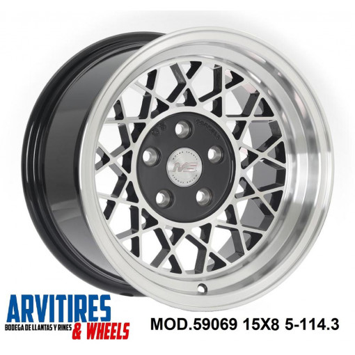 RIN 15X8 5-114 3 BLACK MACHINE F LIP CB MOD 59069R