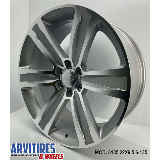 RIN 22X9 5 6-135 SILVER MOD 6135