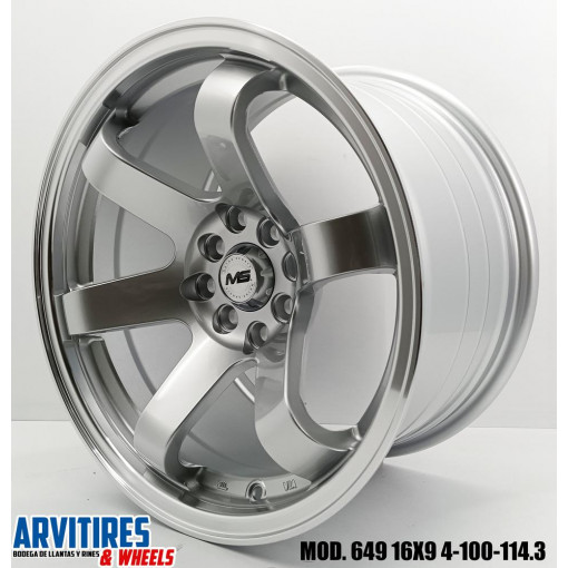 RIN 16X8 4-100-114 SILVER MACHINE LIP MOD 649F