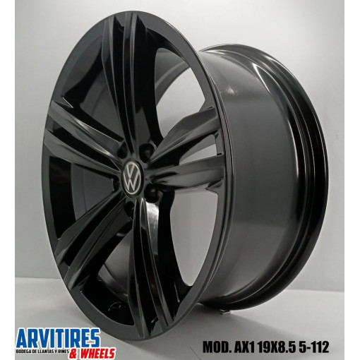 RIN 19X8 5 5-112 NEGRO BRILLANTE RLINE MOD AX1