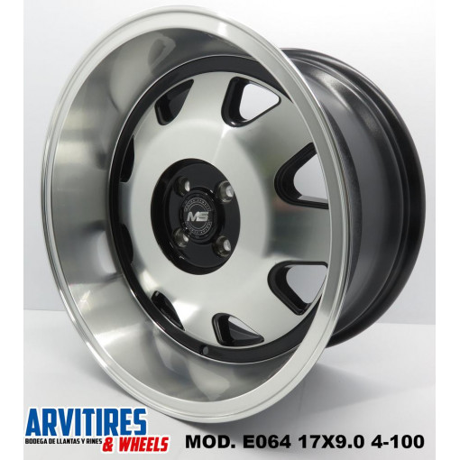 RIN 17X8 4-100 MS BLACK MACHINE F  LIP MOD E064F