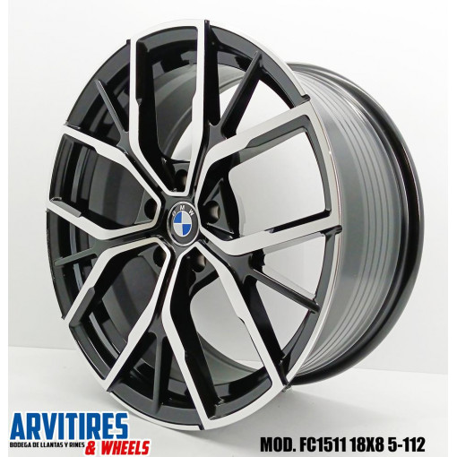 RIN 18X8 5-112 BLACK MACHINE FACE MOD FC1511