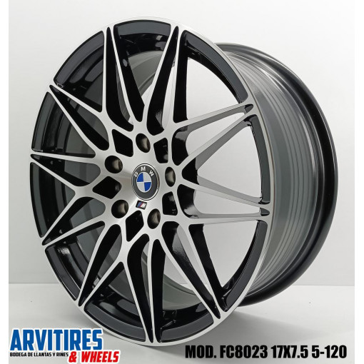 RIN 17X7 5 5-120 FF BLACK MACHINE FACE MOD FC8023