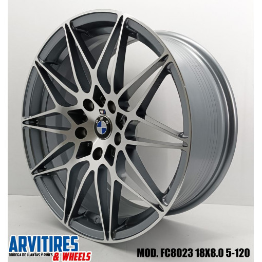 RIN 18X8 5-120 FF GUNMETAL MACHINE FACE MOD FC8023