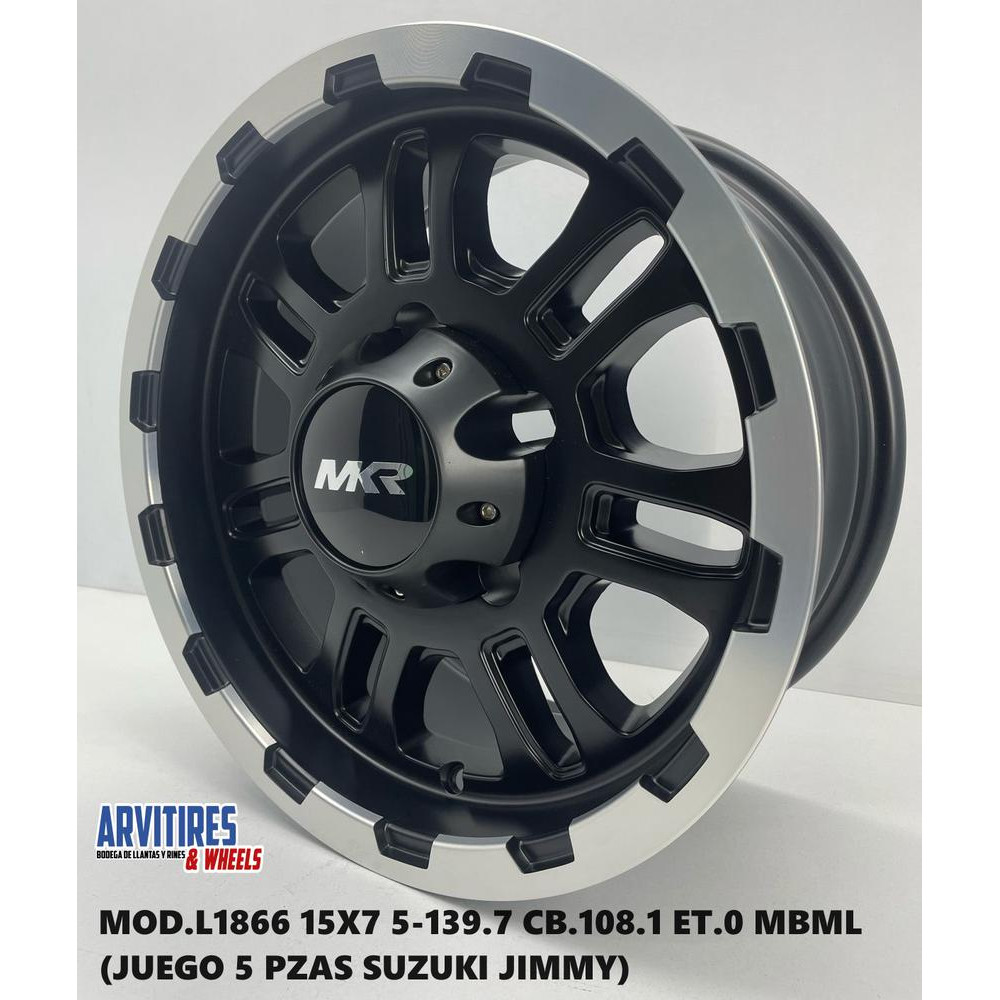 RIN 15X7 5-139 MATT BLACK MACH LIP 5PZAS MD L1866