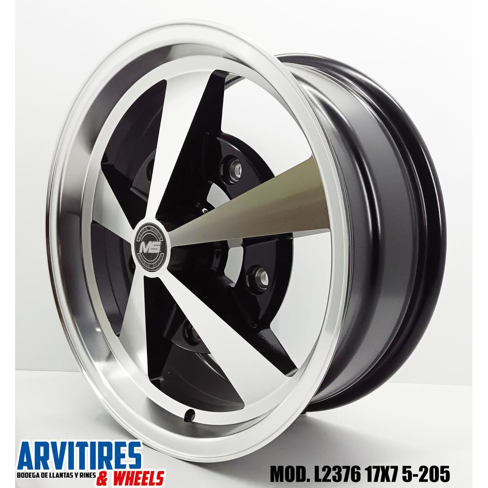 RIN 17X7 5-205 MS BLACK MACHINE FACE MOD L2376