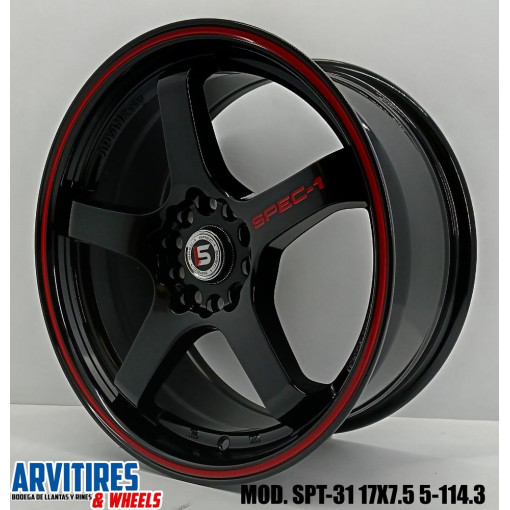 RIN 17X7 5 5-110-114 GLOSS BLACK/RED LINE MD SPT31