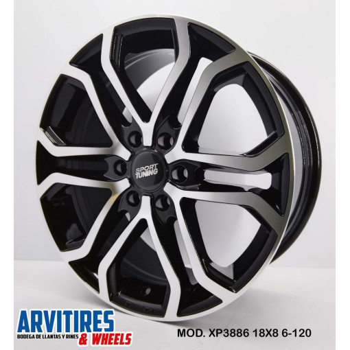 RIN 18X8 6-120 BRISTOL NEGRO C/PULIDO MOD XP3886