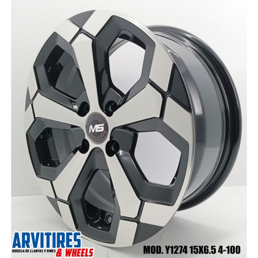RIN 15X6 5 4-100 BLACK MACHINE FACE MOD Y1274