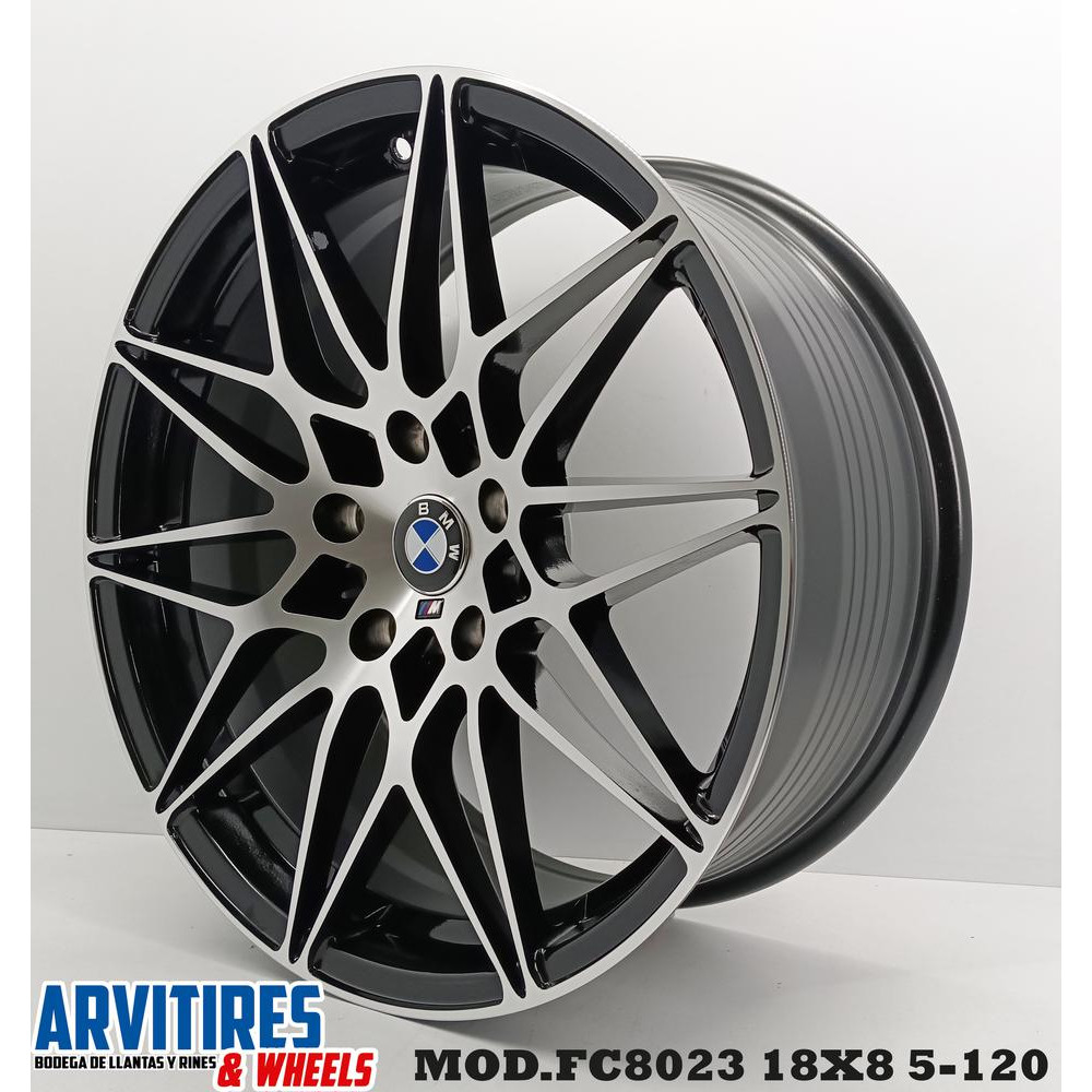 RIN 18X8 5-120 FF BLACK MACHINE FACE MOD FC8023