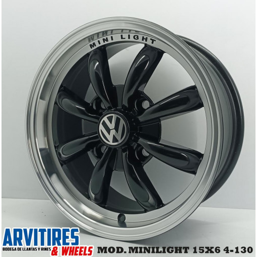 RIN 15X6 5 4-130 BLACK DIAMOND MOD MINILIGHT