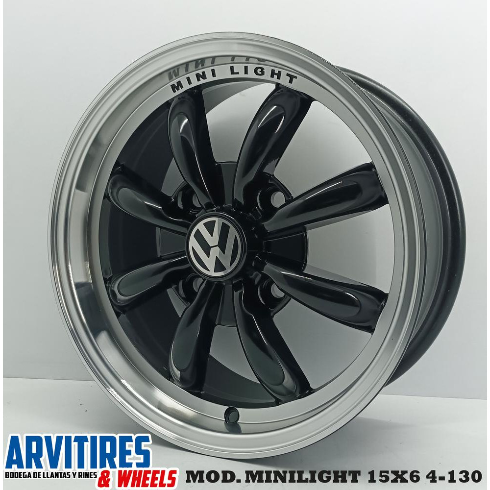RIN 15X6 5 4-130 BLACK DIAMOND MOD MINILIGHT