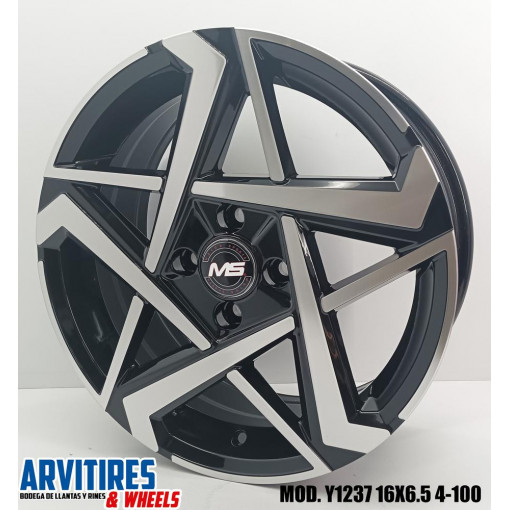 RIN 16X6 5 4-100 BLACK MACHINE FACE MOD Y1237