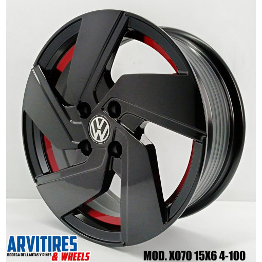RIN 15X6 4-100 MKR BLACK MACHINE FACE MOD X070