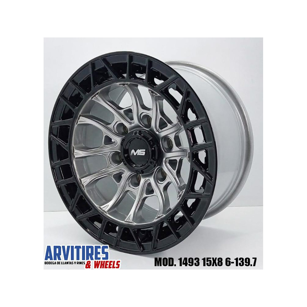 RIN 15X8 6-139 7 SILVER FACE BLACK LIP MOD1493
