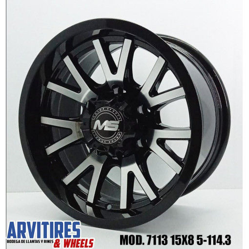 RIN 15X8 5-114 BLACK MACHINE FACE MOD 7113