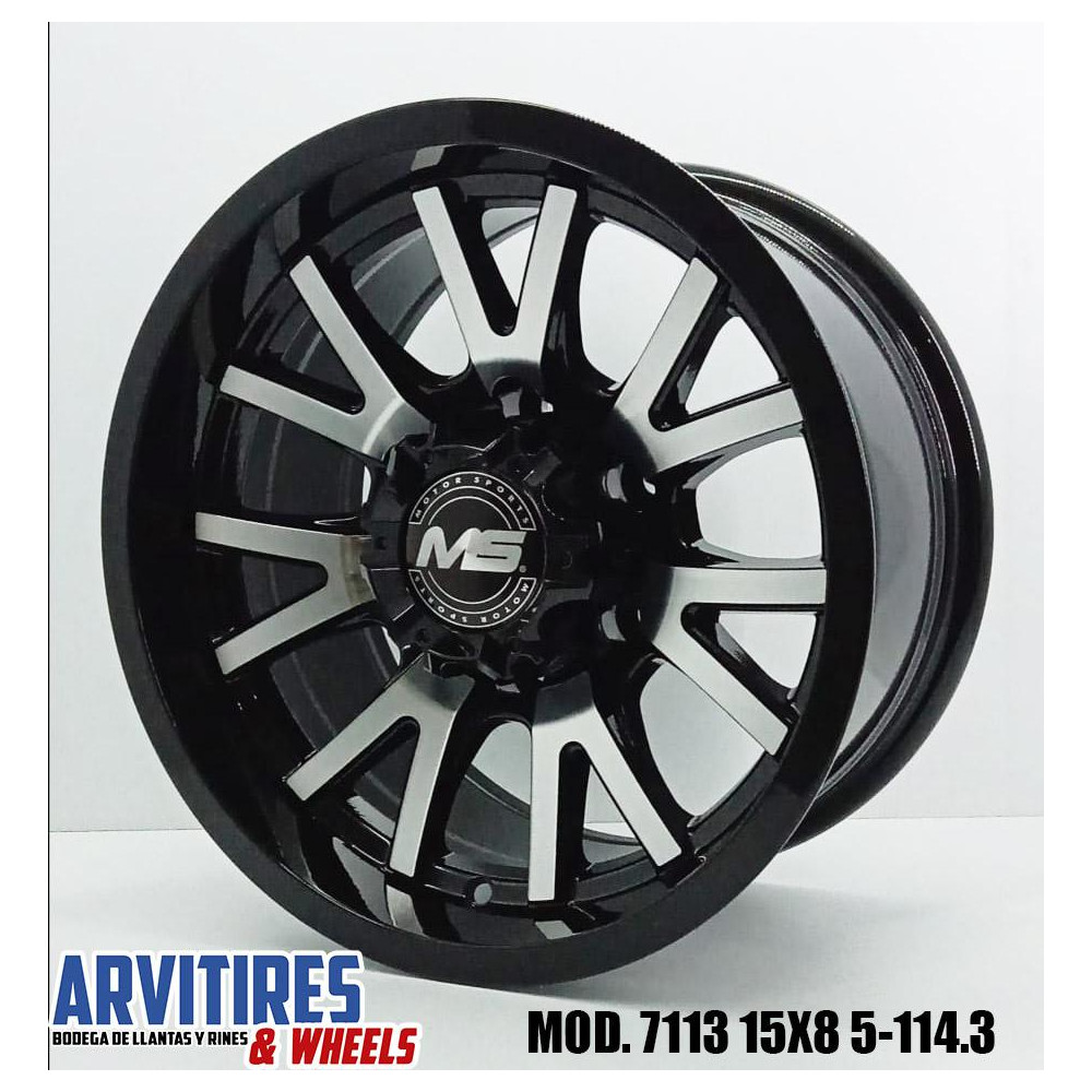 RIN 15X8 5-114 BLACK MACHINE FACE MOD 7113
