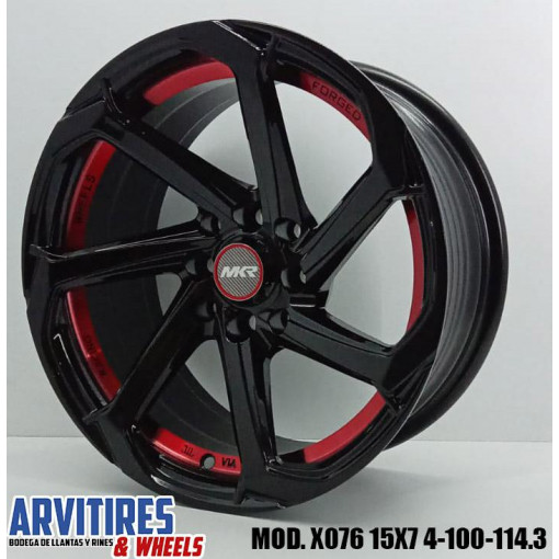 RIN 15X7 4-100/114 3 BLACK RED LINE MOD X076
