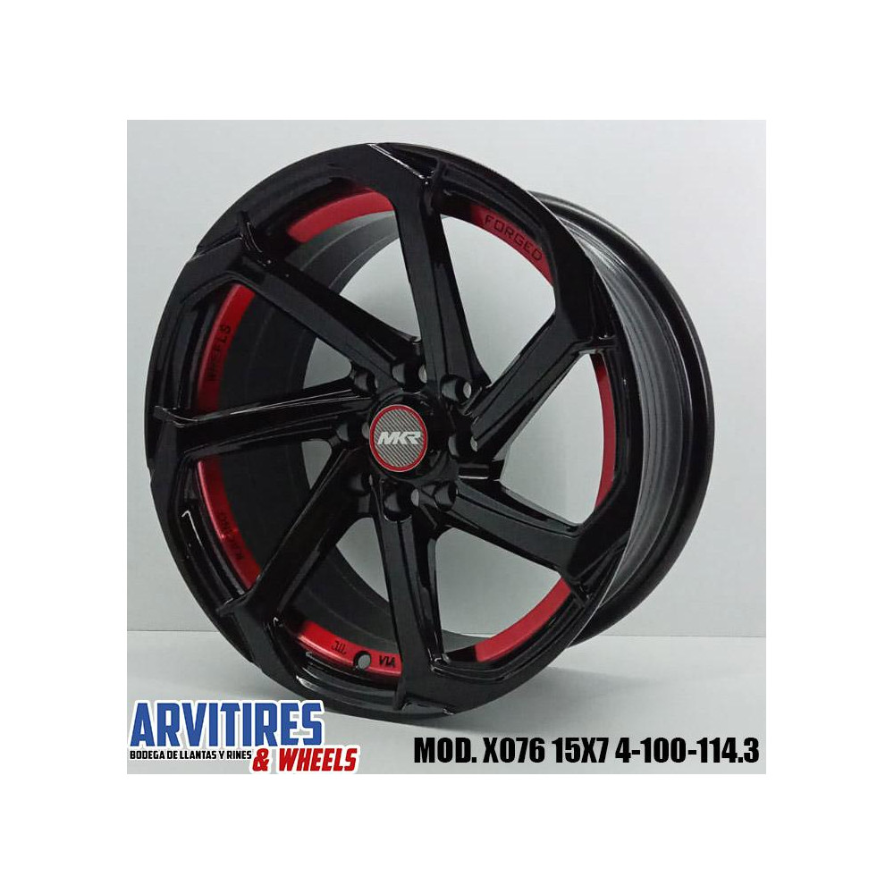 RIN 15X7 4-100/114 3 BLACK RED LINE MOD X076