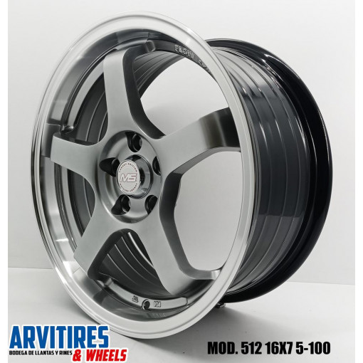 RIN 16X7 5-100 HYPER BLACK MACHINE LIP MOD 512