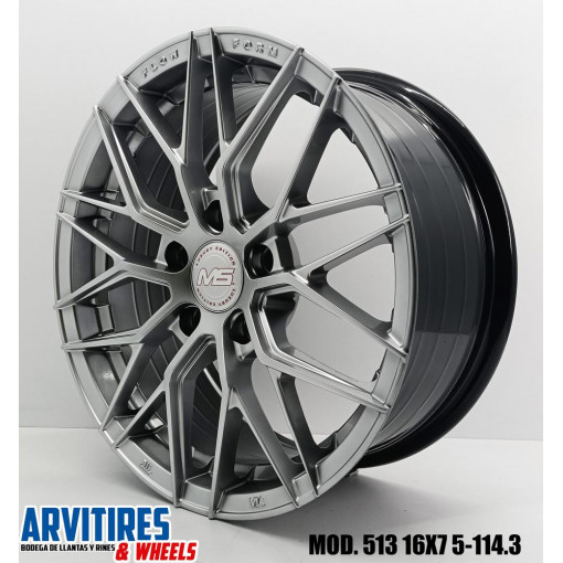 RIN 16X7 5-114 MS HYPER BLACK MOD 513