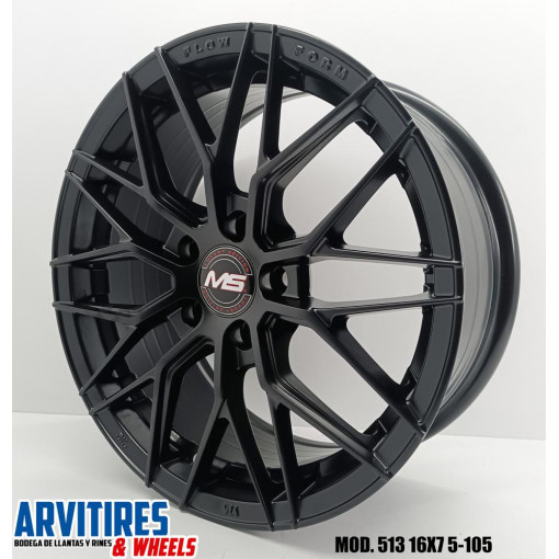 RIN 16X7 5-105 MS SATIN BLACK MOD 513