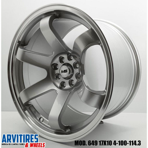 RIN 17X10 4-100-114 SILVER MACHINE LIP MOD 649R