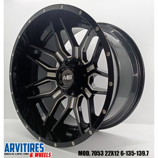 RIN 22X12 6-135/139 7 BLACK MILLING MOD  7053