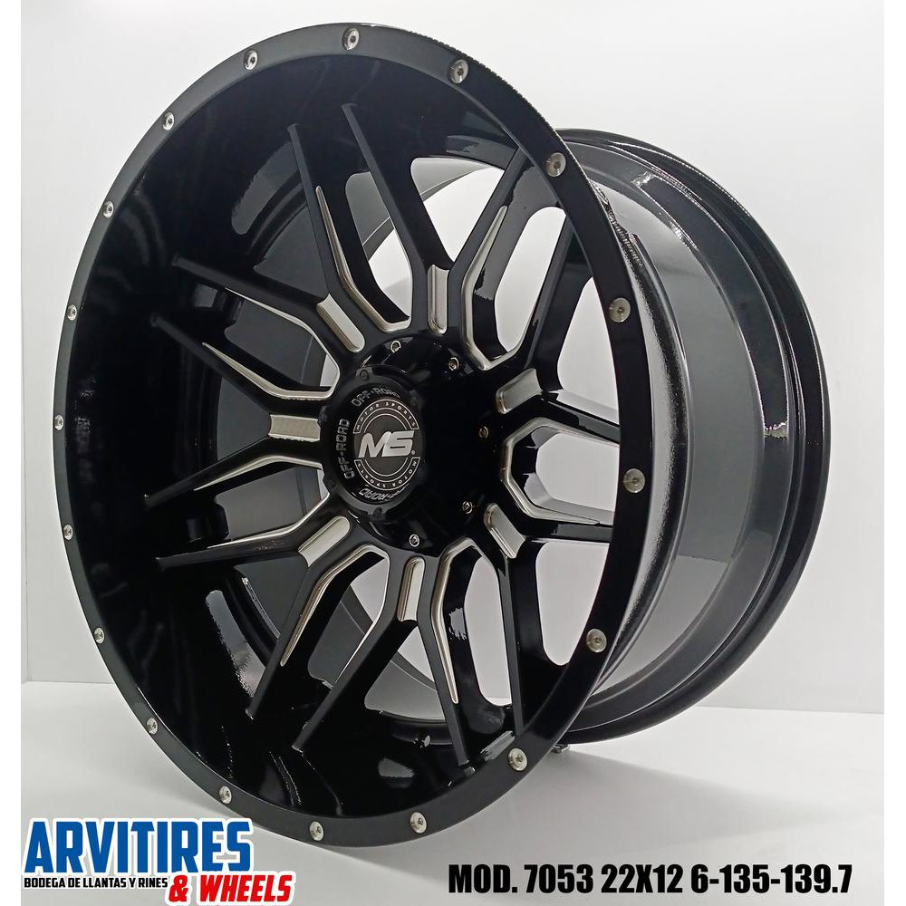 RIN 22X12 6-135/139 7 BLACK MILLING MOD  7053