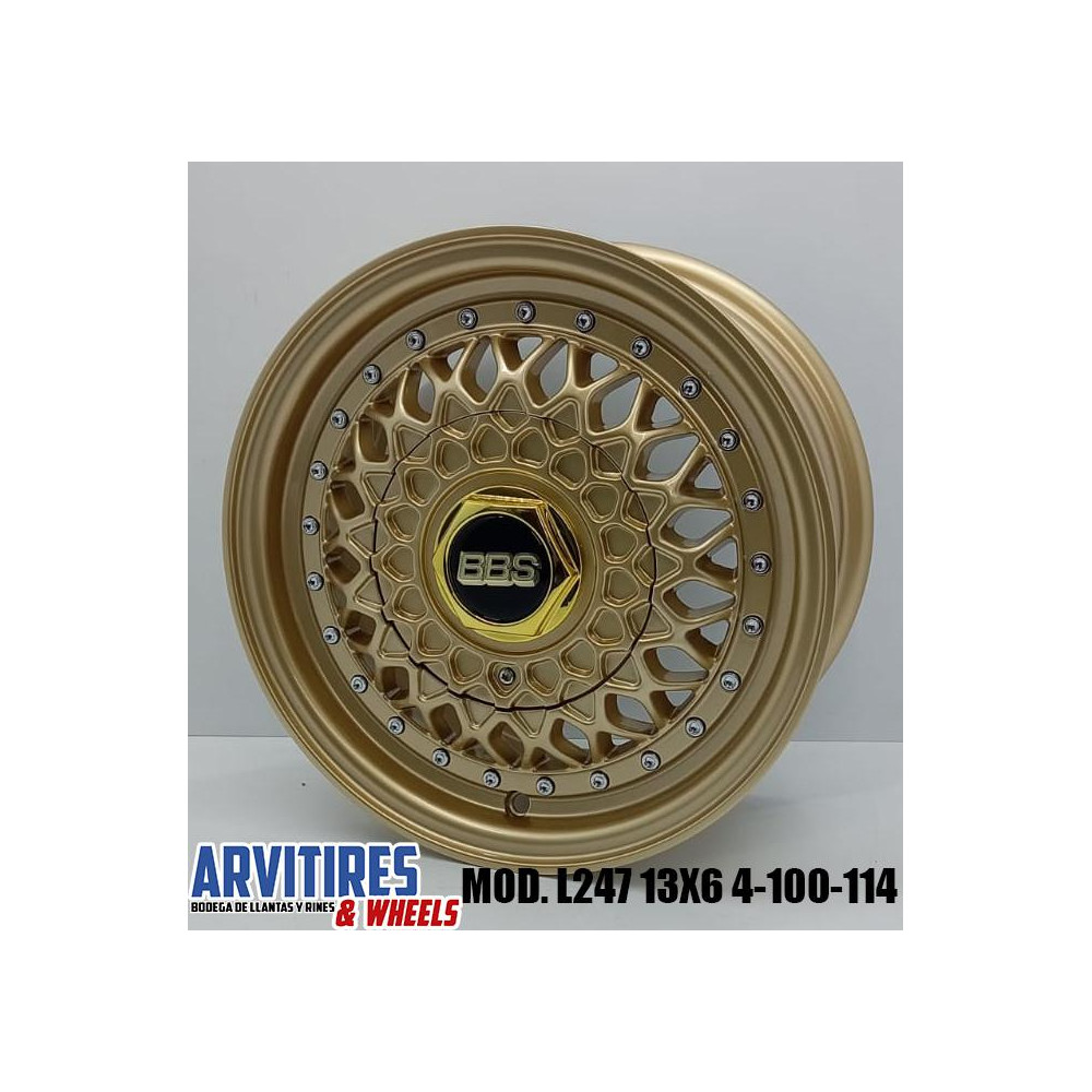 RIN 13X6 4-100/114 BBS GOLD LP GOLD RIVT MOD L247