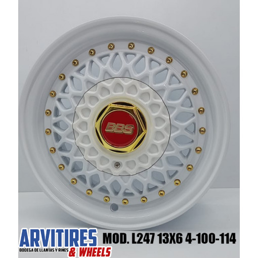 RIN 13X6 4-100/114 WHITE+LP GOLD RIVT MOD.L247