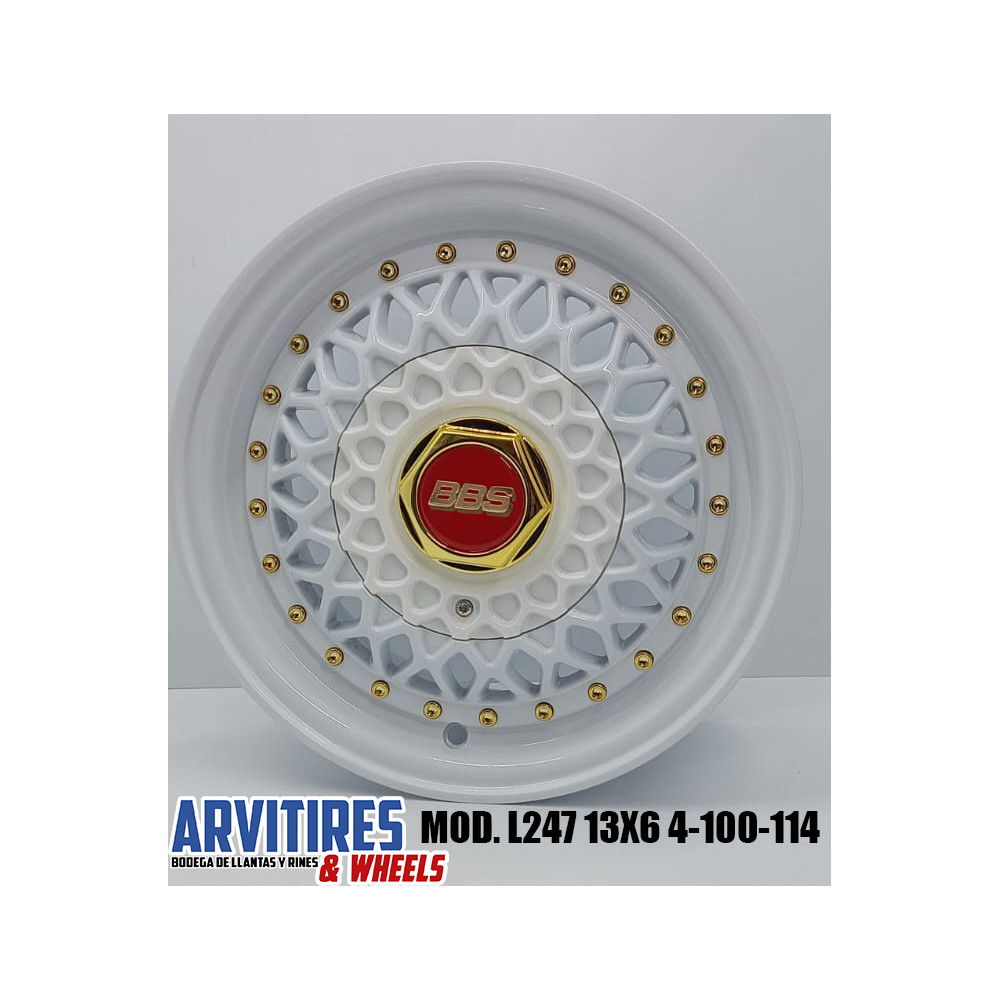 RIN 13X6 4-100/114 WHITE+LP GOLD RIVT MOD.L247