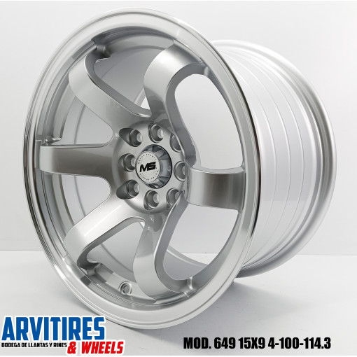 RIN 15X8.25 4-100-114 SILVER MACHINE LIP MOD.649F
