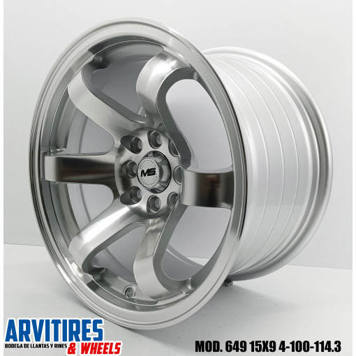 RIN 15X8.25 4-100-114 SILVER+MF AND LIP MOD.649F