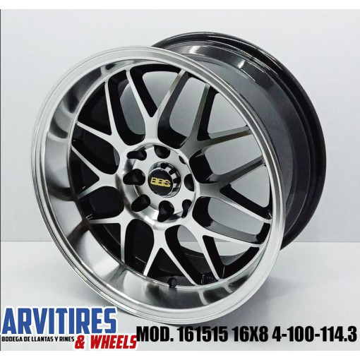 RIN 16X8 4-100/114 3 BLACK MF LIP MOD 161515R