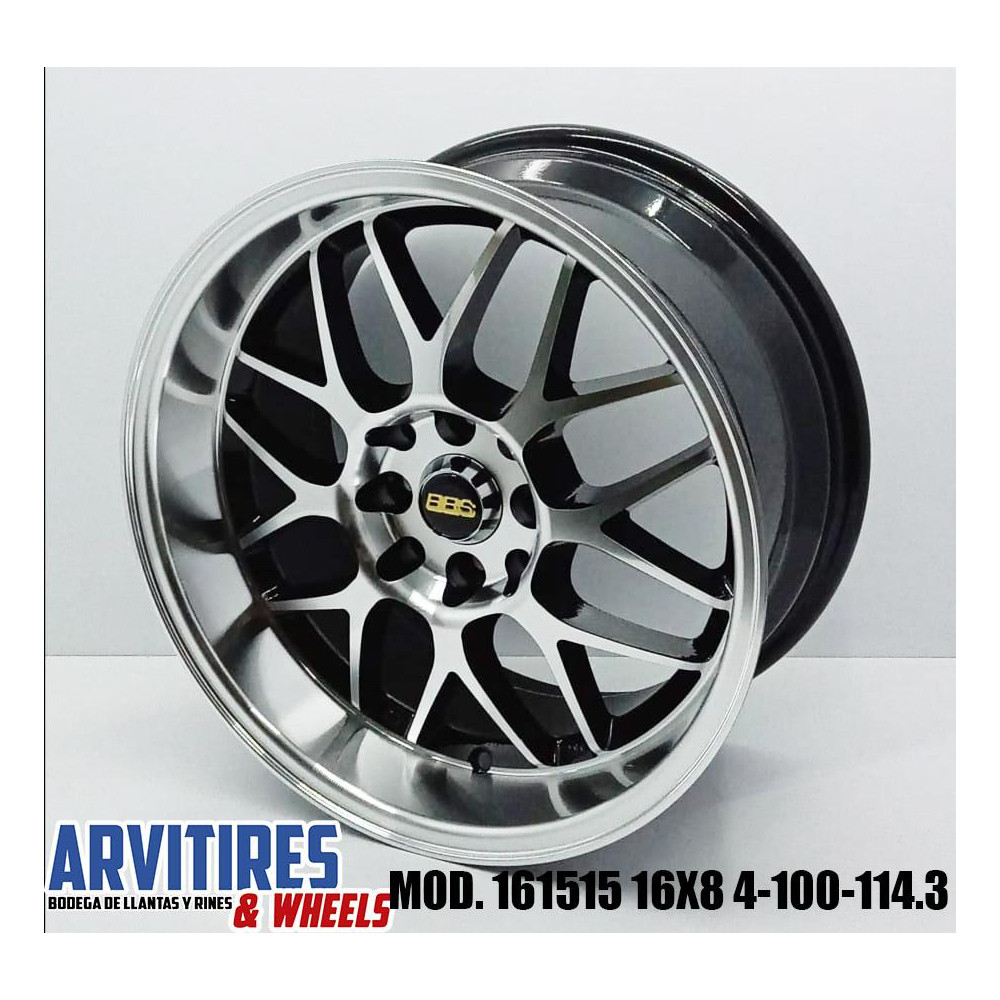 RIN 16X8 4-100/114 3 BLACK MF LIP MOD 161515R