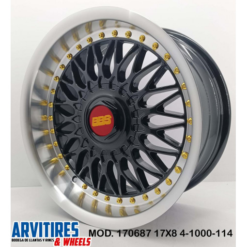 RIN 17X9 4-100/114 3 BMF LIP GOLD RVTS MOD 170687R