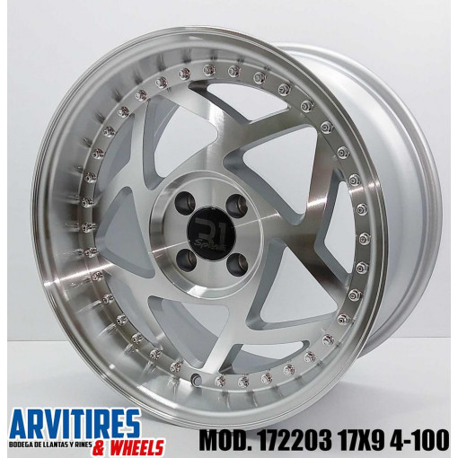 RIN 17X8 4-100 SILVER MF ML CHRM RIVTS MOD 172003F