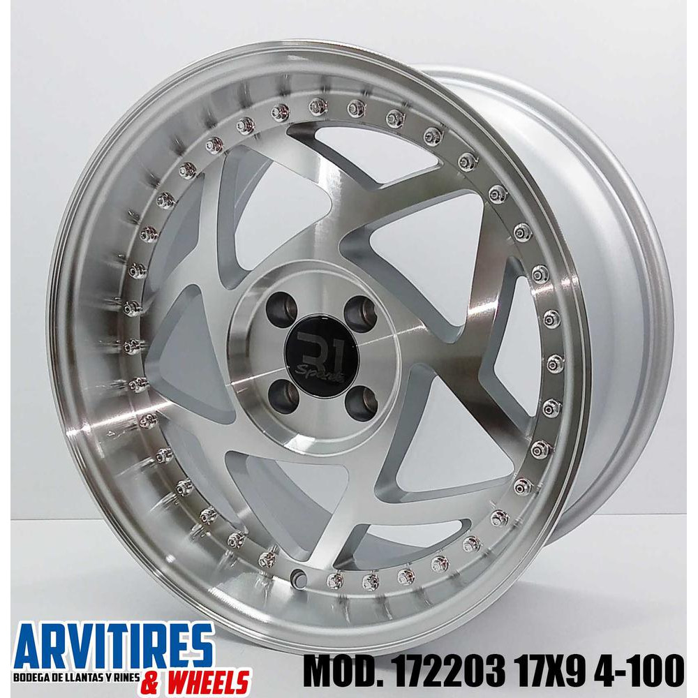 RIN 17X8 4-100 SILVER MF ML CHRM RIVTS MOD 172003F