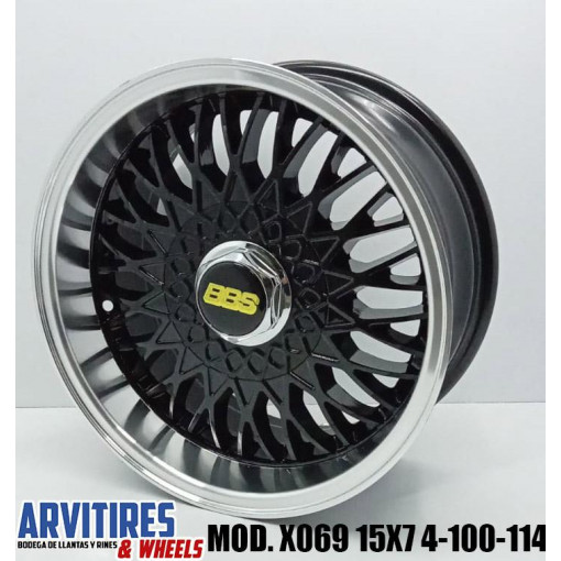 RIN 15X7 4-100/114 MKR BLACK MACHINE LIP MOD X069
